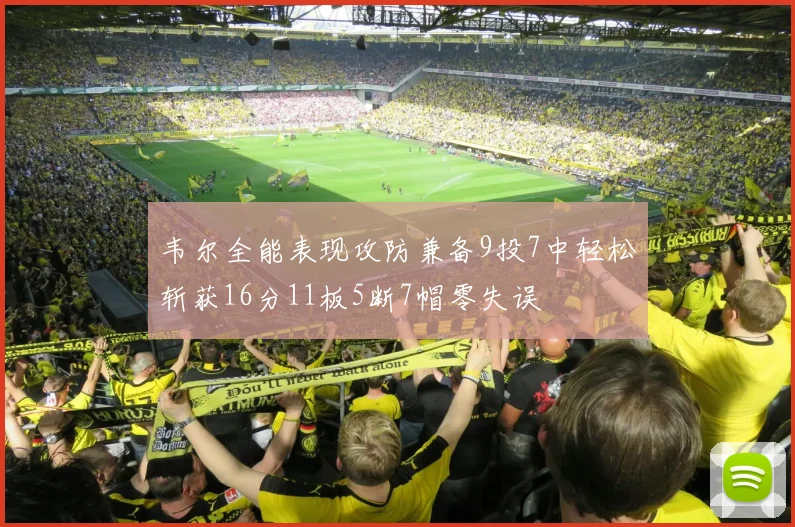 韦尔全能表现攻防兼备9投7中轻松斩获16分11板5断7帽零失误